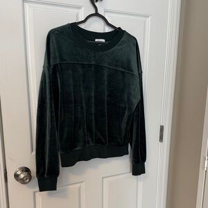 Evereve Dark Green Velvet Crew Neck Sweatshirt